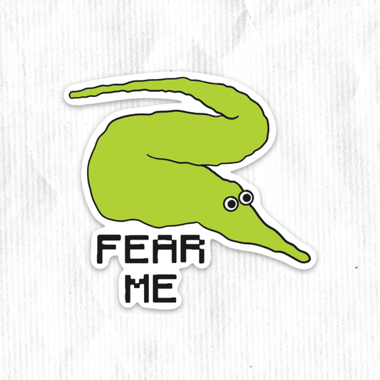 Fear Me Worm On A String Sticker