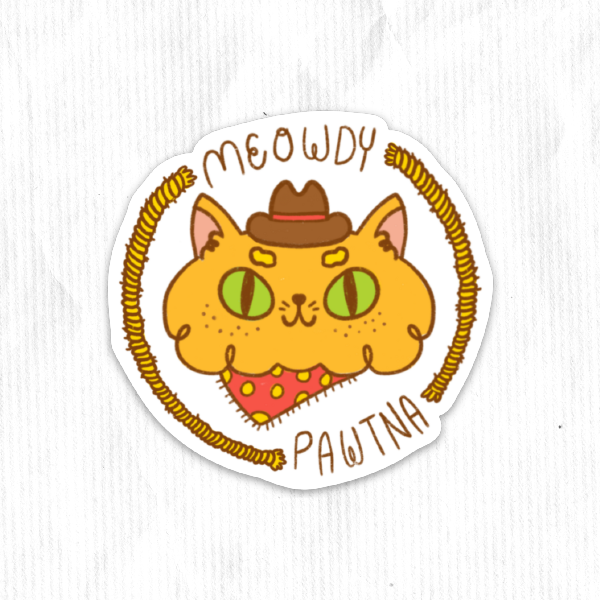 Meowdy Pawtna Cowboy Cat Sticker