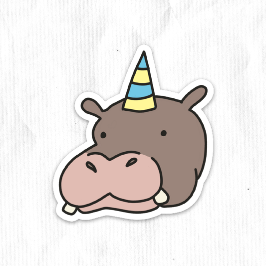Party Hippo Sticker