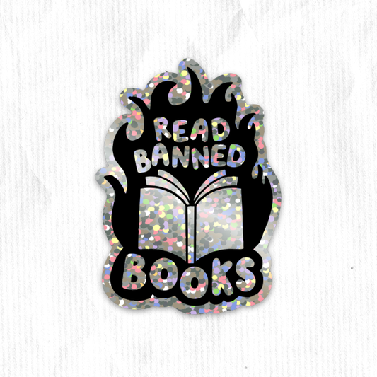 Read Banned Books Glitter Sticker