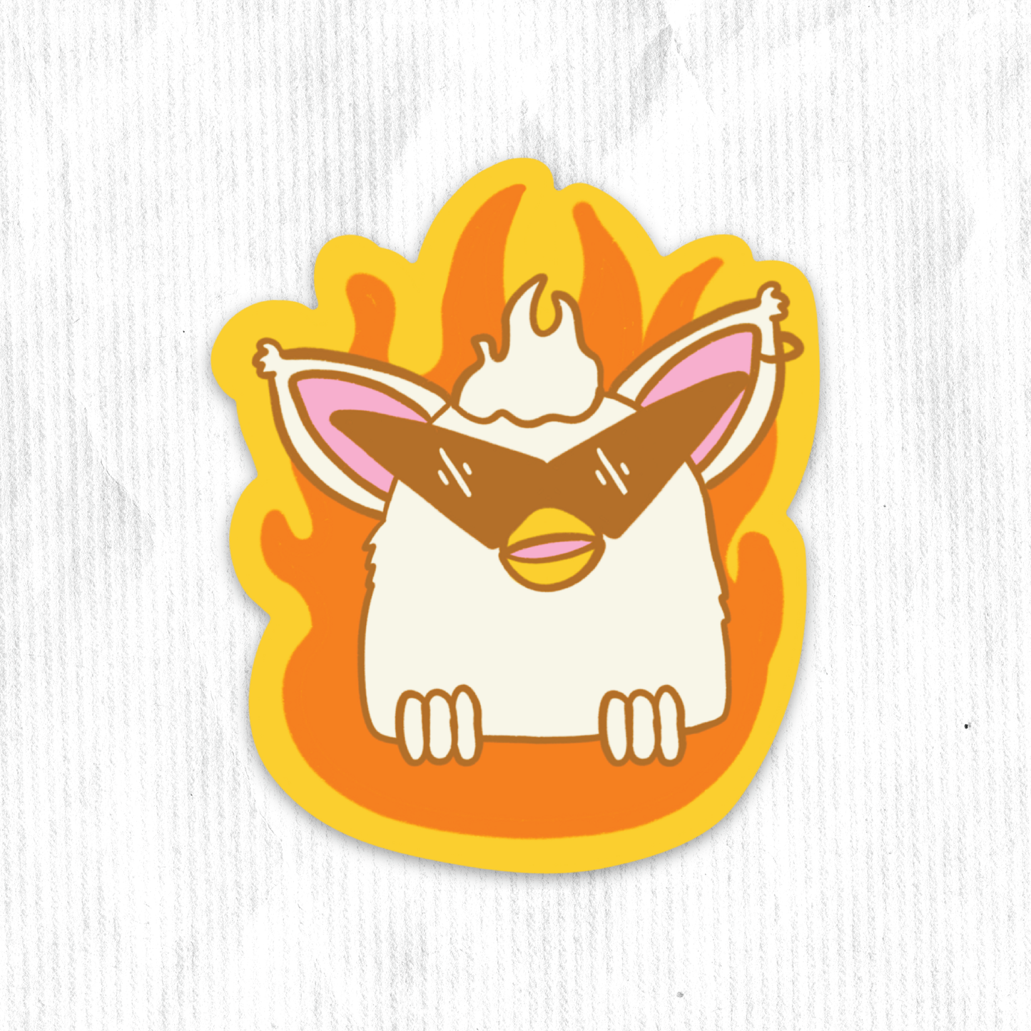 Fiery Unhinged Furby Sticker