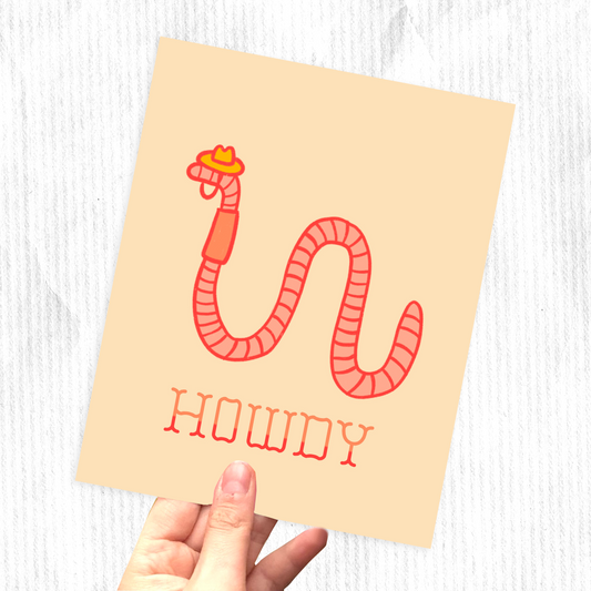 Howdy Cowboy Worm Print